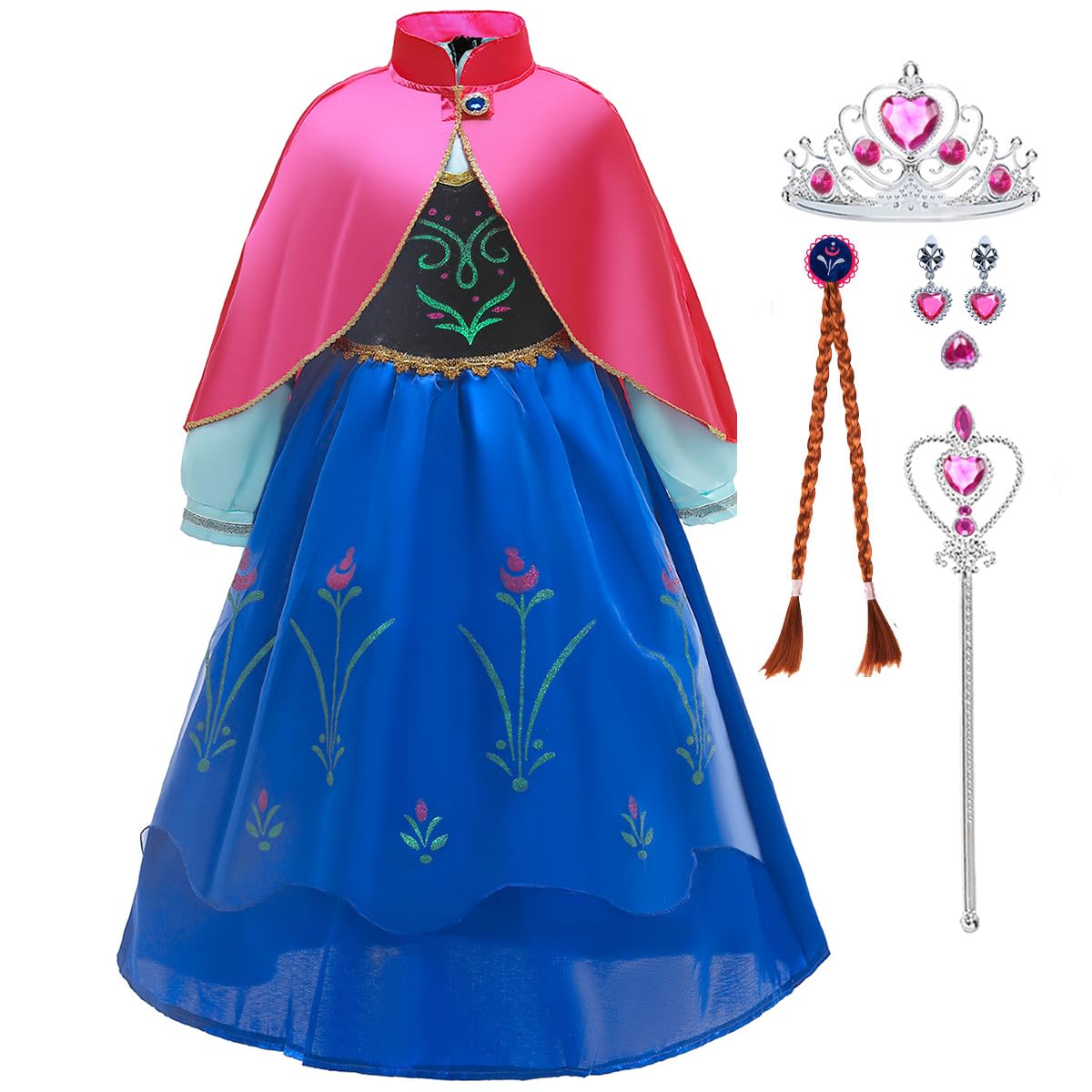 Luzlen Little Girls Princess Dress Halloween Cosplay Costume Kids Birthday Outfits Princess Fancy Dress, 2-3 Years(Label 100)