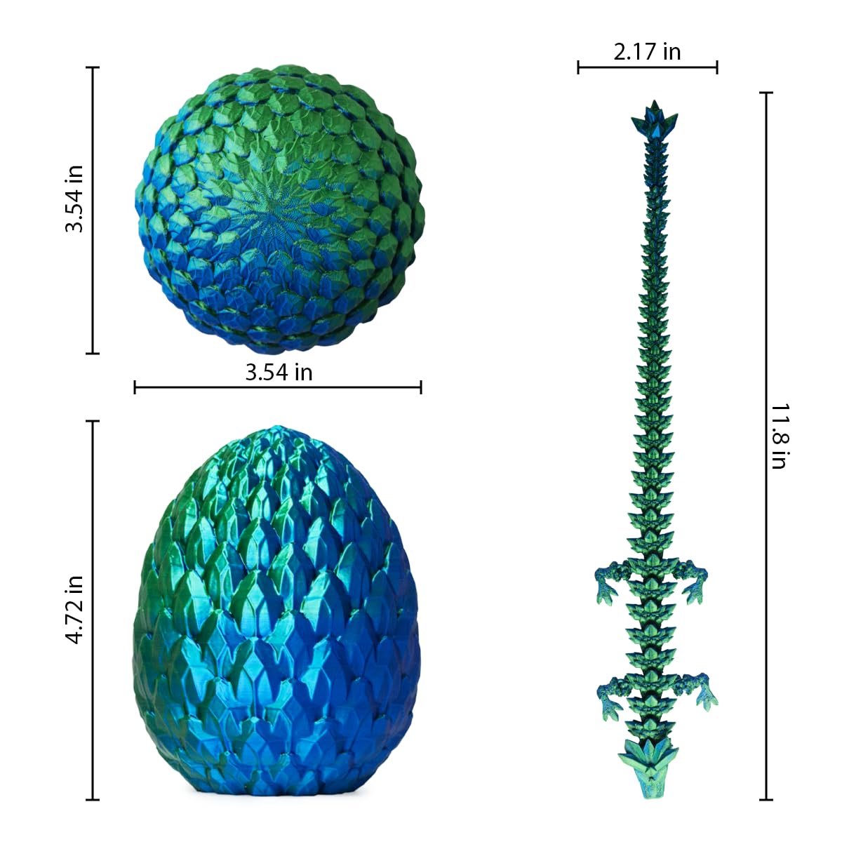 ACTICO 3D Printed Dragon Egg, Dragon Eggs with Dragon Inside, Articulated Crystal Dragon Fidget Toy, Dinosaur Eggs Toy, Fidget D