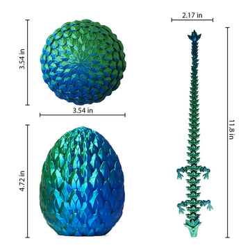 ACTICO 3D Printed Dragon Egg, Dragon Eggs with Dragon Inside, Articulated Crystal Dragon Fidget Toy, Dinosaur Eggs Toy, Fidget D