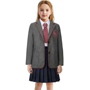 Kids Musical Cosplay Costume Outfit Girls School Uniform Suit Jacket Shirt Skirt Tie Halloween Party Stage Full Set (Xx-Large)