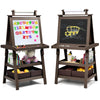 Honey Joy Art Easel For Kids, 3-In-1 Double-Sided Wooden Toddler Easel W/Magnetic White Board & Chalkboard, Paper Roll, 2 Storage Bins, Painting Dry Erase, Kids Easel For Boys Girls Aged 3+ (Coffee)