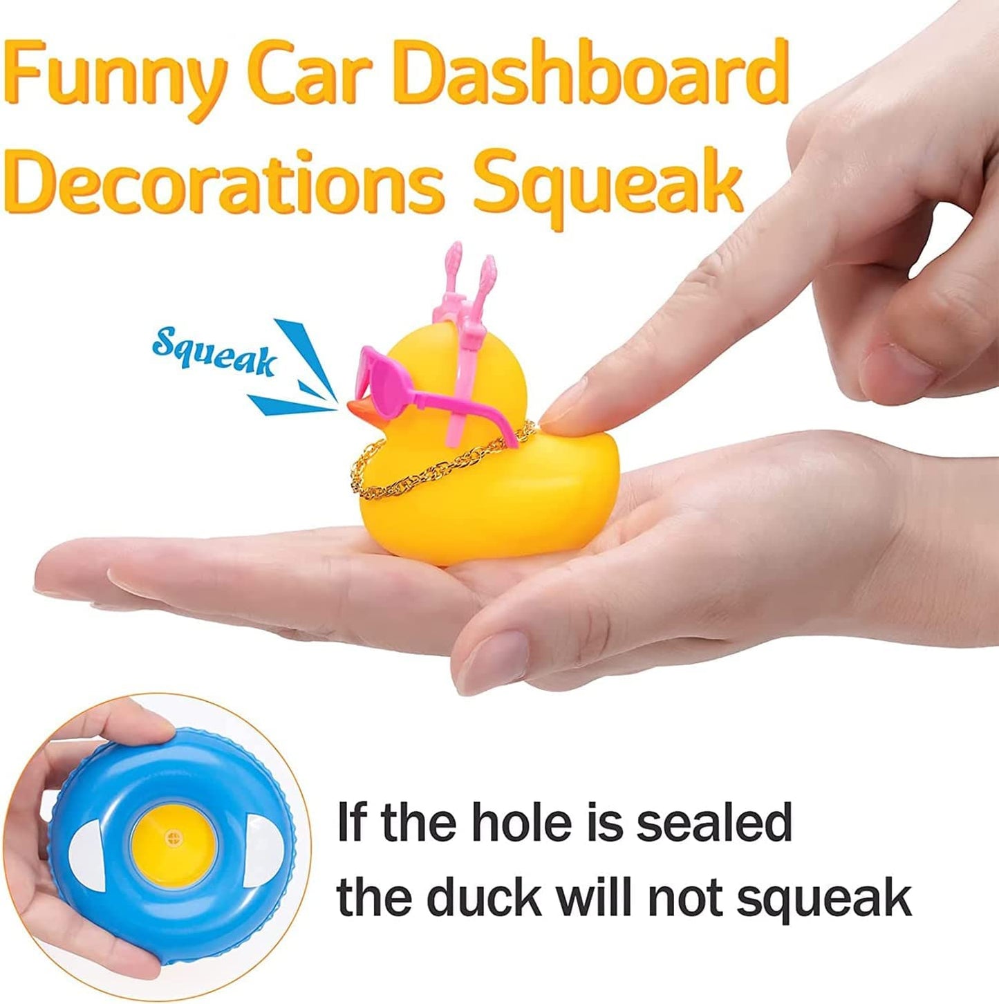 Wonuu Car Duck Rubber Duck Car Ornaments Duck Car Dashboard Decorations With Cute Headband Swim Ring Necklace Sunglasses, B-Blue