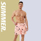 BRISIRA Swim Trunks Men Quick Dry Swim Shorts 5 inch Inseam Stretch Water Beach Shorts with compression Liner Zipper Pocket Pink