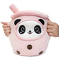 Niuniu Daddy Boba Plushies With Panda Face-13.7Inches Large Pink Cream Bubble Tea With Straw Stuffed Animals-Soft Kawaii Milk Te