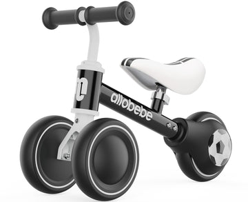 Allobebe Baby Balance Bike, Cute Toddler Bikes 12-36 Months Gifts For 1 Year Old Girl Bike To Train Baby From Standing To Running With Adjustable Seat Silent & Soft 3 Wheels (Black)