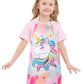 Wernnsai Kids Aprons - Unicorn Art Aprons For Girls Kids Waterproof Toddler Chef Aprons Cooking Baking Painting Gardening Apron For Kids With Pocket Kitchen Classroom Art Smocks Age 2-5 Years