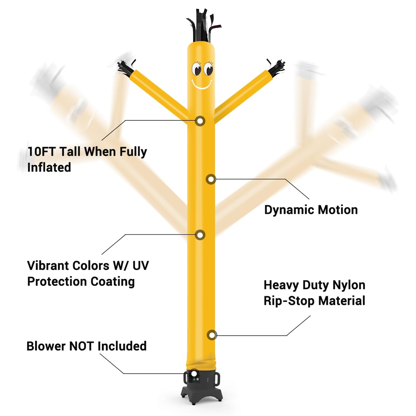 Mounto 20Ft 18Inch Fly Puppet Dancer Tube Man Fly Guy Puppet Dancer(Yellow)
