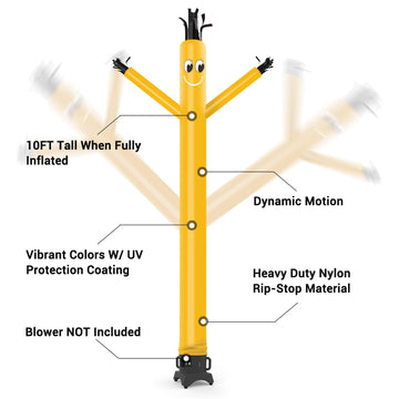 Mounto 20Ft 18Inch Fly Puppet Dancer Tube Man Fly Guy Puppet Dancer(Yellow)