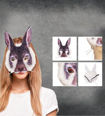 Hosfairy 1Pcs Halloween Rabbit Mask Animal Rabbit Mask Animal Face Mask For Halloween Easter Costume Party Cosplay Props
