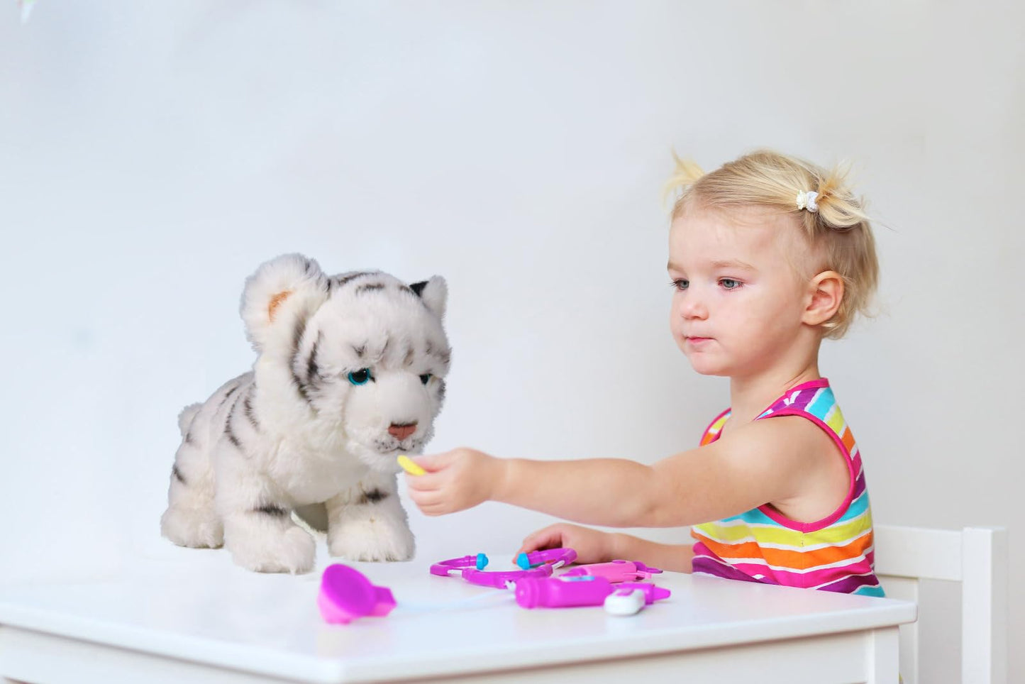 Ice King Bear Baby Tiger Stuffed Animal 10 Inches Cute Plush Toy (White)