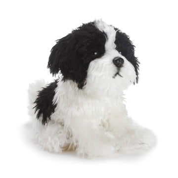 Demdaco Sitting Small Havanese Dog Black And White Children'S Plush Stuffed Animal