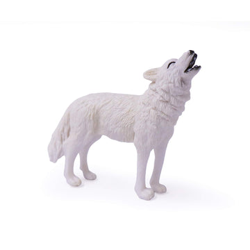 Uandme 4Pcs Wolf Toy Figurines Set Arctic Wolf Animal Figures White Wolf Family Cake Topper Toy Gift For Kids (White)