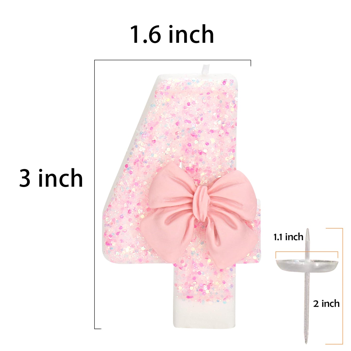 ElekFX 24th Birthday Candles for Cake, Pink Bow Number Cake Candles, 2.76 inch Number Happy Birthday Candle, Cake Topper Decorat