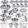 Mini Kitchen Pretend Play Accessories ,Tiny Size Stainless Steel Cookware Set with Portable Storage Box,Cooking Utensils,Play Po