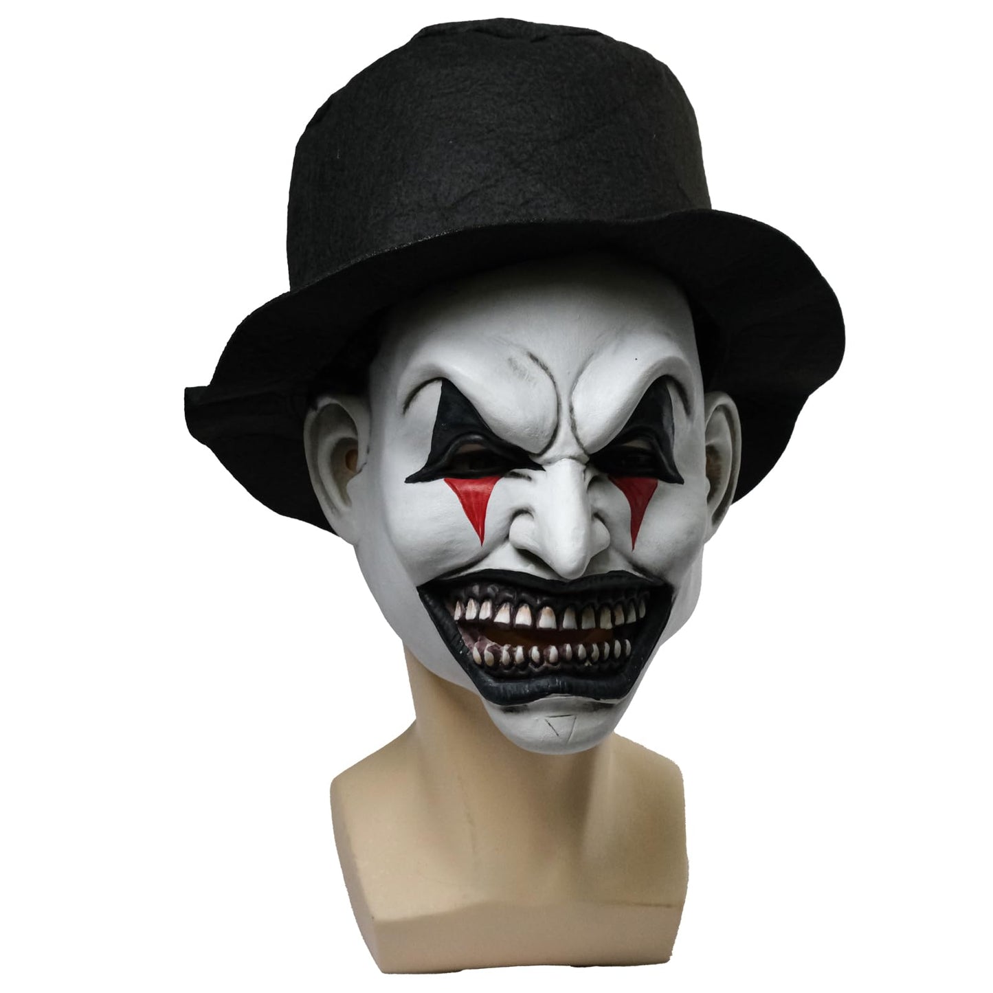 Wellinology Smiling Evil Clown Mask Halloween Scary Mask, Latex Creepy Half Face Elastic Band Realistic Horror Ghost Devil Demon