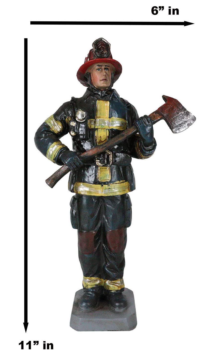 Ebros Gift Fireman In Full Suit Bunker Gear And Air Tank Holding An Axe Figurine 11' Tall Civil Service Hero Freedom Fire Fighter Decorative Sculpture 911 Emergency Fire Man Brigade