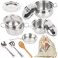 Pretend Play Kitchen Cooking Toys with Stainless Steel Cookware Play Pots and Pans Set