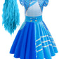 Girls Rise Red Princess Party Dress With Wig Kids Halloween Red Costume 6-7Years