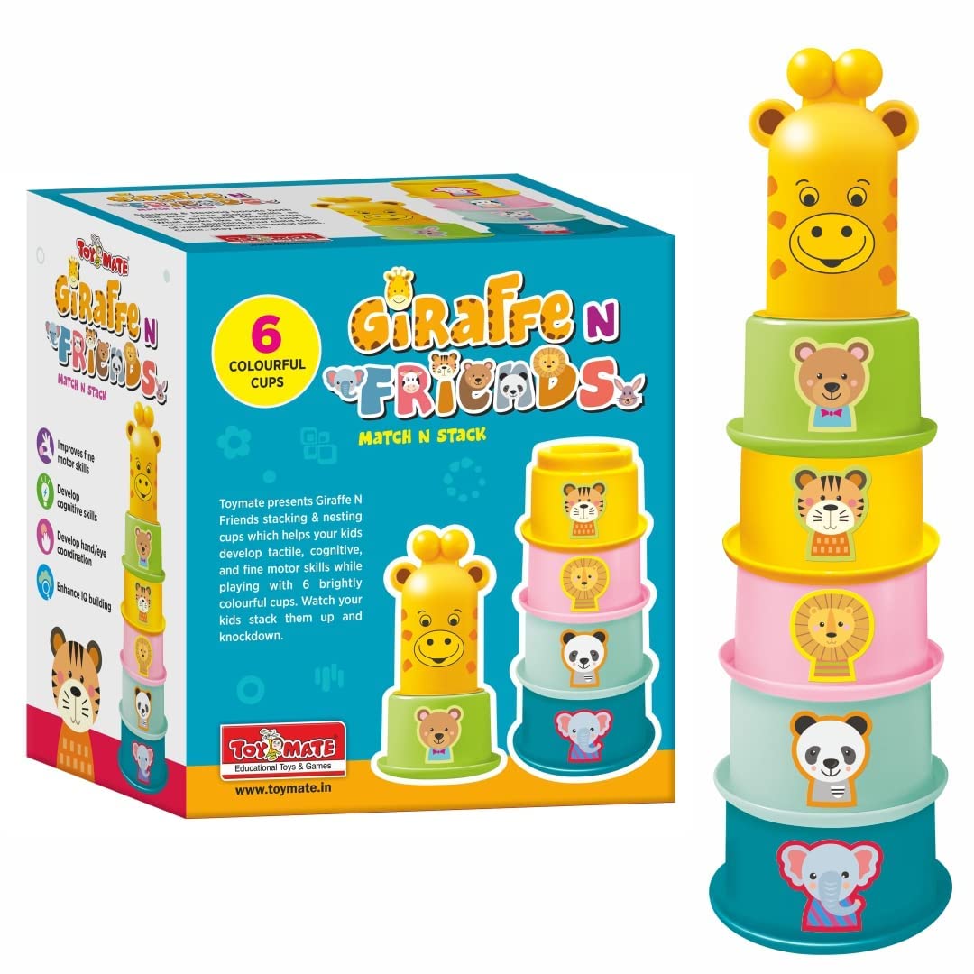 Toyscape Giraffe and Friends | Stacking Cups with Shapes | Stacking Toys for Kids | Colorful Toddler Activity Toys | Baby Toys |