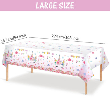 3 Pieces Unicorn Tablecloth Unicorn Table Covers Unicorn Themed Table Cloth Disposable Plastic Magical Unicorn Tablecloth for Bi