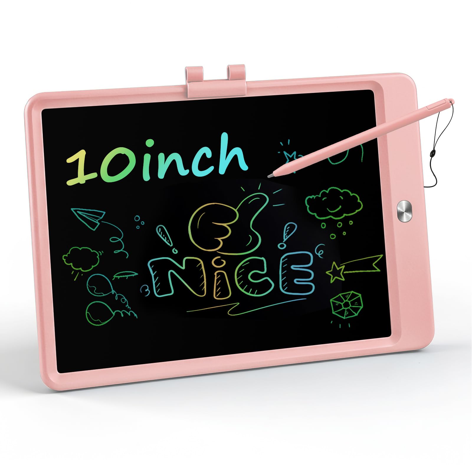 QIAOBUQI LCD Writing Tablet for Kids, 10 InchPortable Colorful Drawing Tablet, Toddler Drawing Pads, Travel Learning Toys for Ki