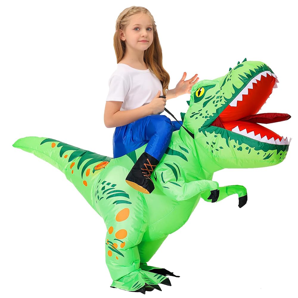Mt Mengtong Halloween Costume Inflatable Dinosaur Costume Kids Riding T Rex Blow Up Funny Party For Boys/Girls(4-6Y)
