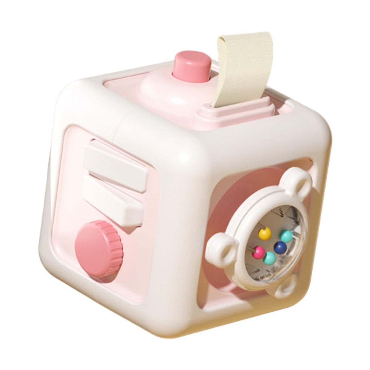 Atorse Activity Cube Educational Toy Travel Sensory Toy For Toddlers 13 Boys Girls Pink