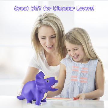 Pjdrllc Dinosaur Piggy Bank For Kids, Unbreakable Plastic Money Coin Bank For Boys And Girls, Great Gifts For Birthday, Easter, Christmas (Purple)