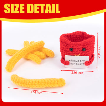 Funny Positive French Fries Cute Crochet Toy With Positive Card Cheer Up Funny Gag Gifts For Best Friend Birthday Housewarming Women Teacher Fall (French Fries)