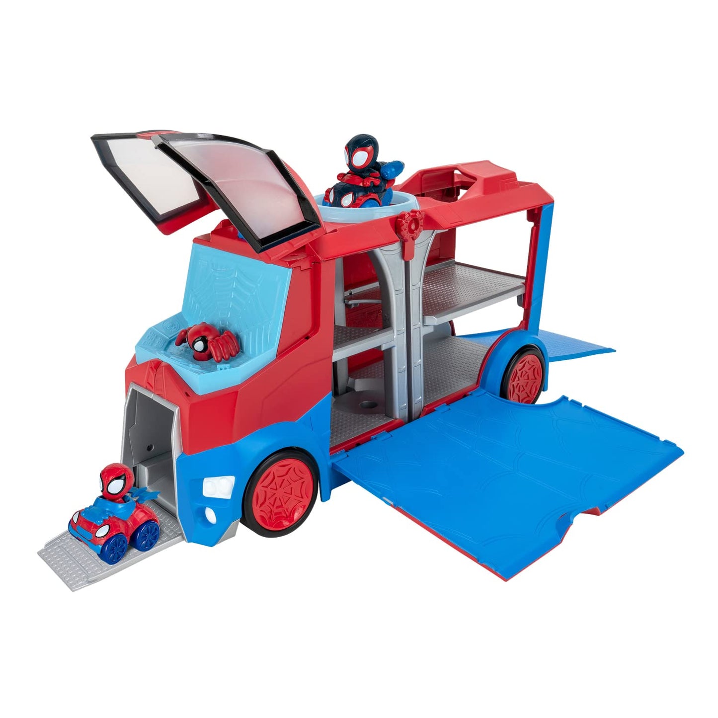 Marvel's Spidey and his Amazing Friends SNF0051 Web Transporter Feature Vehicle, Lights & Sounds-Includes 2 Amazing Minis: Spide