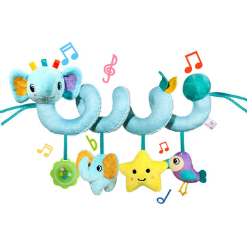 Car Seat & Stroller Toys For Boys Girls 0 3 6 9 Months,Infant Activity Spiral Hanging Plush Toys,Hanging Rattle Toys For Crib Mo