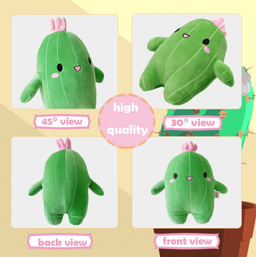 Baboli Cuddly Cactus Stuffed Plant Animal With Smile Face And Pink Antenna Honey Cacti Plush Soft Toy Pretty Sweet Mascot Gifts For Kids Girls And Boys Present For Birthday Or Party 10 Inches