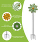 Stargarden Wind Spinner Outdoor, 58 Inch Metal Wind Sculpture Hollowed-Out Leaf Design Pinwheels for Yard and Garden