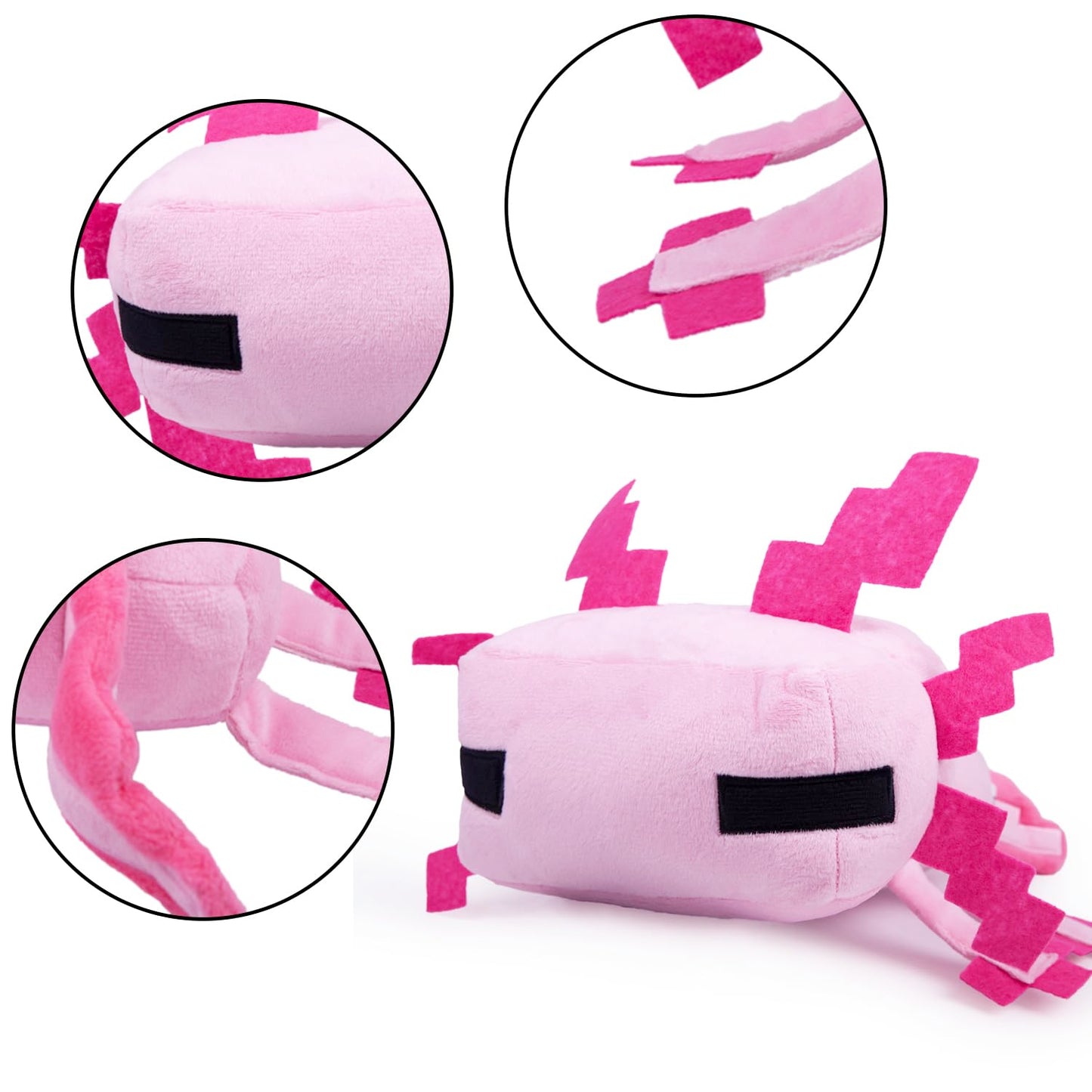 Weddye Pixel-Style Plush Axolotl Toy, 8" Cotton Soft Character, Video Game-Inspired Collectible, Pink