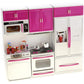 Doll Kitchen Playset, Mini Modern Kitchen Toys Pretend Play Furnitures Toy Sets Accessories Set with Realistic Light & Sound for