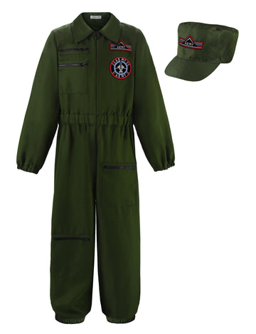 Reliparty Kids Air Force Fighter Pilot Costume Dark Green,140