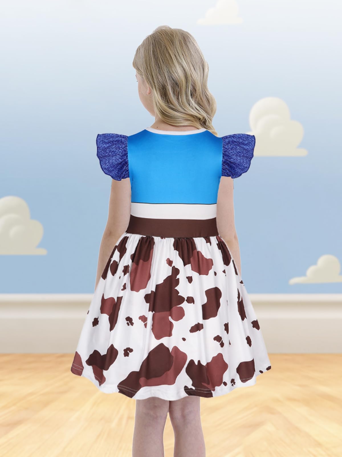 Eledobby Jessie Dress Girls Cowgirl Costume Princess Jessie Dress Up Halloween Birthday Party Outfit 7-8Years