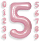 Suwen 40 Inch Pink Large 5 Number Balloons Big Foil Helium Number Balloons 0-9 Jumbo Happy 5Th Mylar Birthday Party Decorations