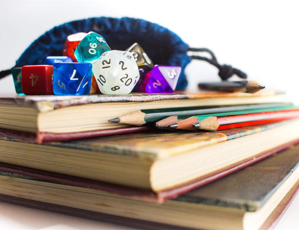 CREEBUY Red & Blue Polyhedral Dice Set for D&D, RPG, MTG - Resin D20, D12, D10, D8, D6, D4