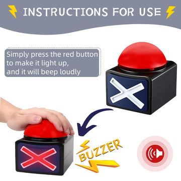 Boskey Game Buzzer, Party Competition Prop Toy With Lights And Alarm Sound Game Show Button Box, Quiz Buzzer For Game Show, Quiz Master Buzzer For Family Competition Games