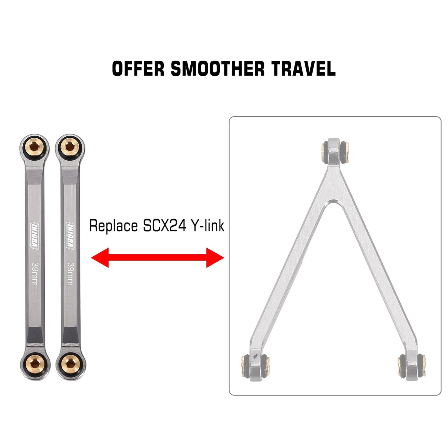 INJORA High Clearance Front 4 Links Set for SCX24 JLU AXI00002 C10 AXI00001 Bronco Axial 1/24 RC Crawler Car, 8PCS(Grey)