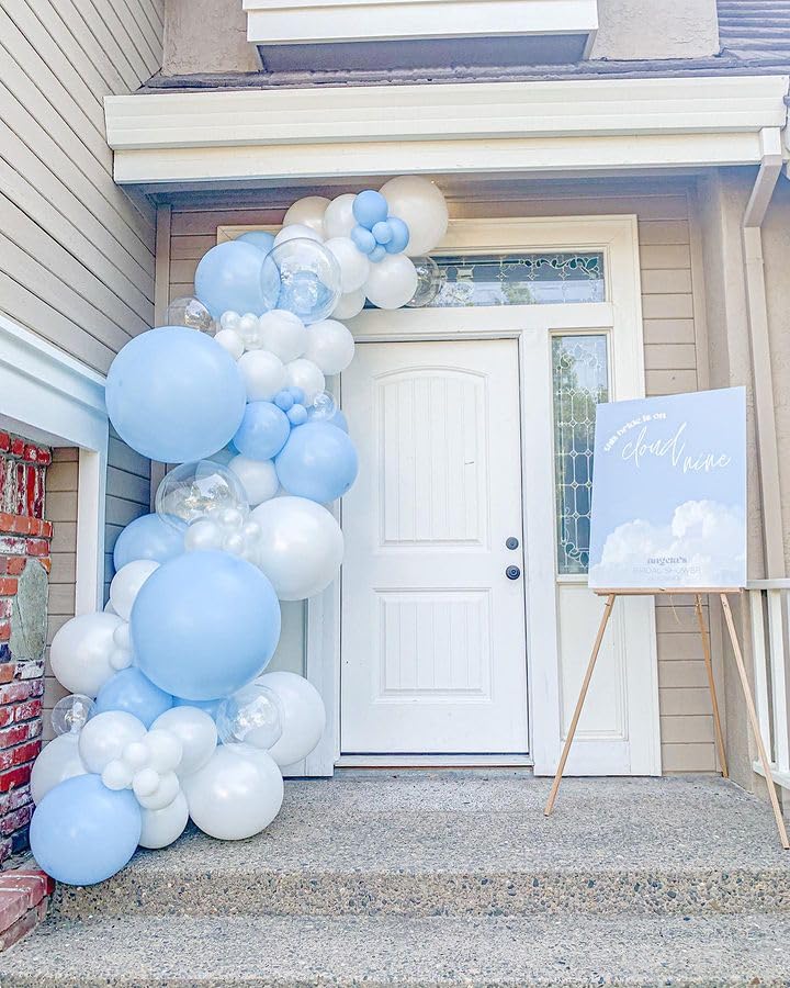 Bezente Pastel Blue Latex Party Balloons - 8 Pack 36 Inch Round Helium Light Blue Baby Blue Balloons For Boys Girls Birthday Bab
