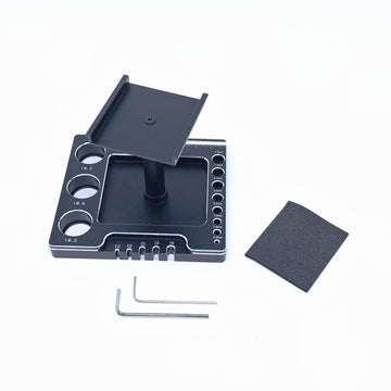 KingVal Metal RC Car Work Stand Repair Workstation Platform Compatible with TRX4M SCX24 FCX24 1/18 1/24 RC Mini Crawler Car (Bla