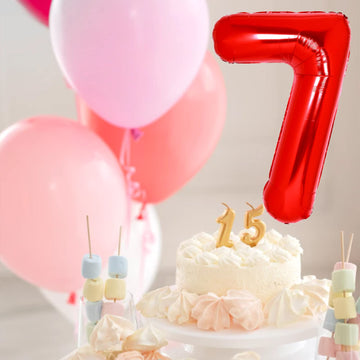 40 Inch Giant Red Number 7 Balloon, Helium Mylar Foil Number Balloons For Birthday Party, 7Th Birthday Decorations For Kids, Ann