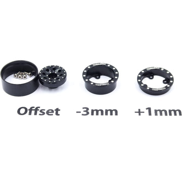 HOBBYSOUL Heavy RC 1.0 Wheels and Tires Pre-Mounted, 1/24 Tires & Adjustable Offset 1.0 Beadlock Wheels Black for 1:24 RC Crawle