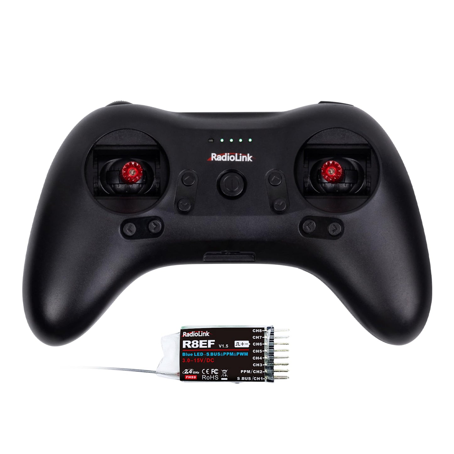Radiolink T8S 8 Channels 2.4GHz RC Transmitter and Receiver R8EF RX, Remote and Controller Built-in Rechargeable Battery for Qua