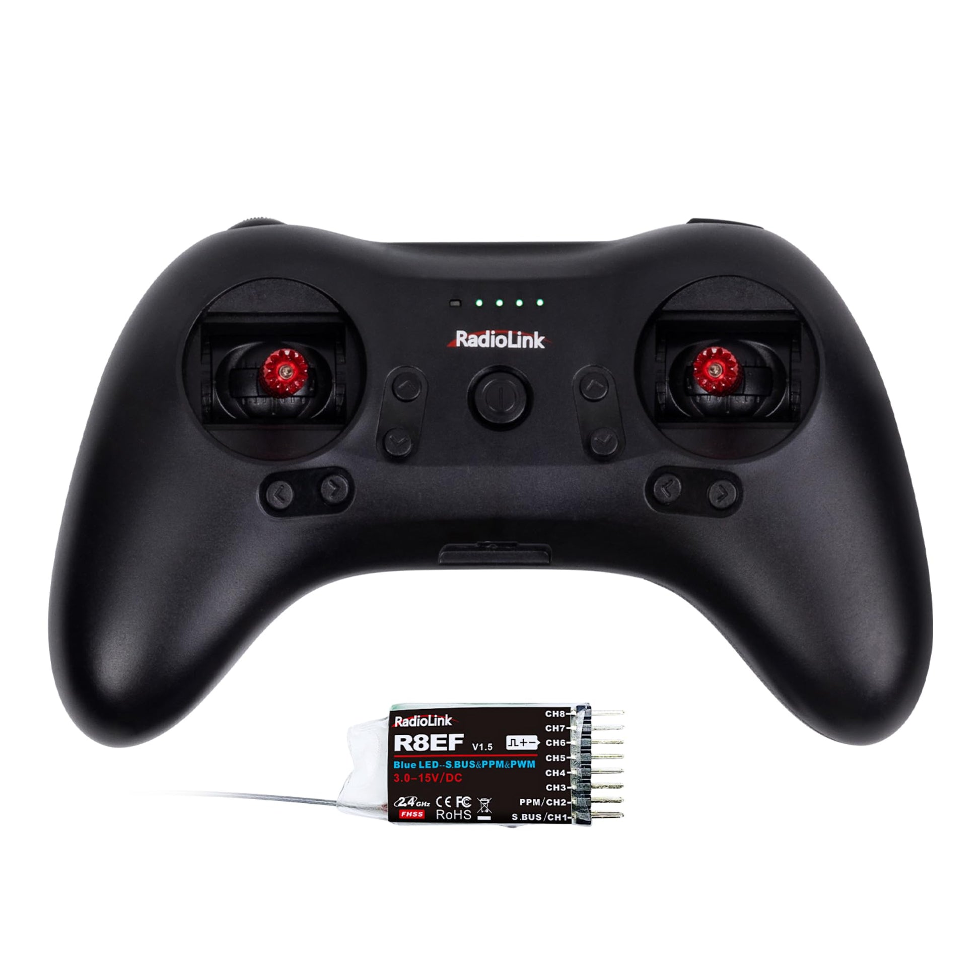 Radiolink T8S 8 Channels 2.4GHz RC Transmitter and Receiver R8EF RX, Remote and Controller Built-in Rechargeable Battery for Qua