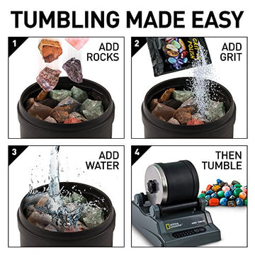 National Geographic Rock Tumbler Kit – Hobby Edition Includes Rough Gemstones, And 4 Polishing Grits, Great Stem Science Kit For Geology Enthusiasts, Rock Polisher For Kids And Adults