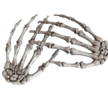 XONOR Halloween Skeleton Hands - Realistic Plastic Grey Severed Props, 1 Pair, Right & Left