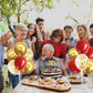 TONIFUL Balloon Stand Kit - 4 Plastic Stands with Balloons for Graduation, Wedding, Birthday - Red Gold - Model ZPT00101MF(1)